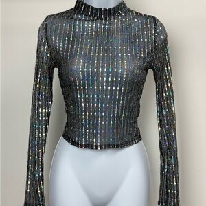 Mine Black Glitter Crop Top